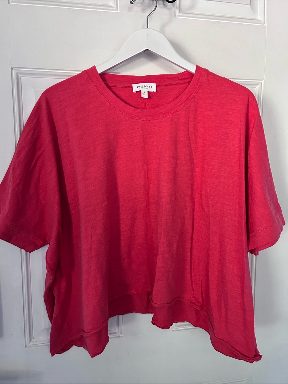 Promise Women's Short Sleeve Boxy Tee in Bright Pink